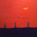 Red landscape painting -John dePuy